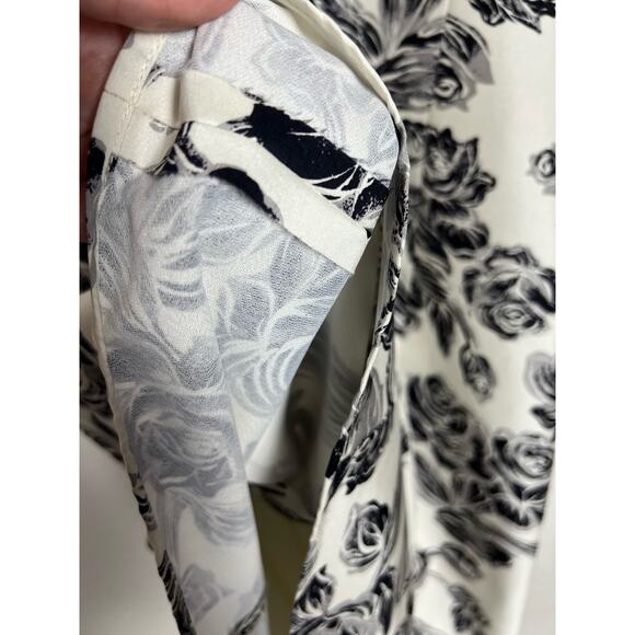 Laundry by Shelly Segal Black White Sequin Floral Silk Cocktail Dress Size 6 - Picture 6 of 8